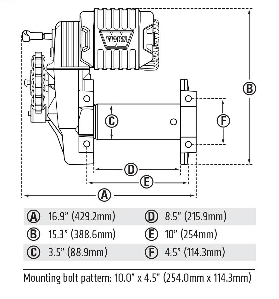 Warn M8274 Electric Self-Recovery Winch - 10,000 lbs. Pull Rating, 125 ft. Steel Line