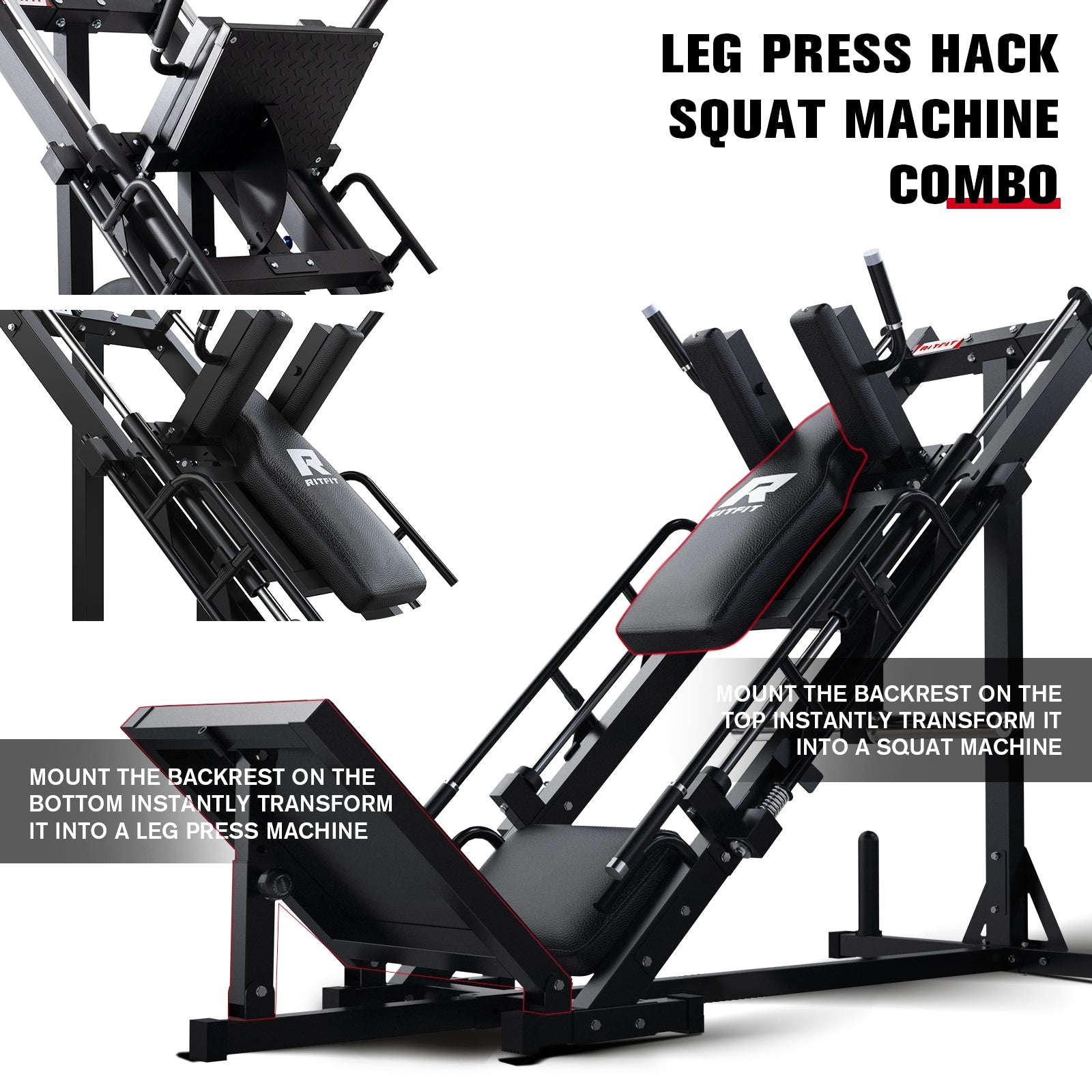 RitFit BLP01 Full Leg Workout Package 3-In-1 Leg Press, Hack Squat, and Calf Raise Set
