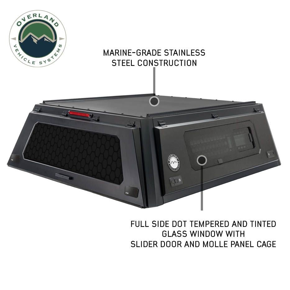 OVS Expedition PRO+ Stainless Steel Truck Cap with Full Windows for 2024-2026 Toyota Tacoma 5ft