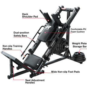RitFit BLP01 45 Degree 3-In-1 Leg Press Hack Squat and Calf Raise Machine