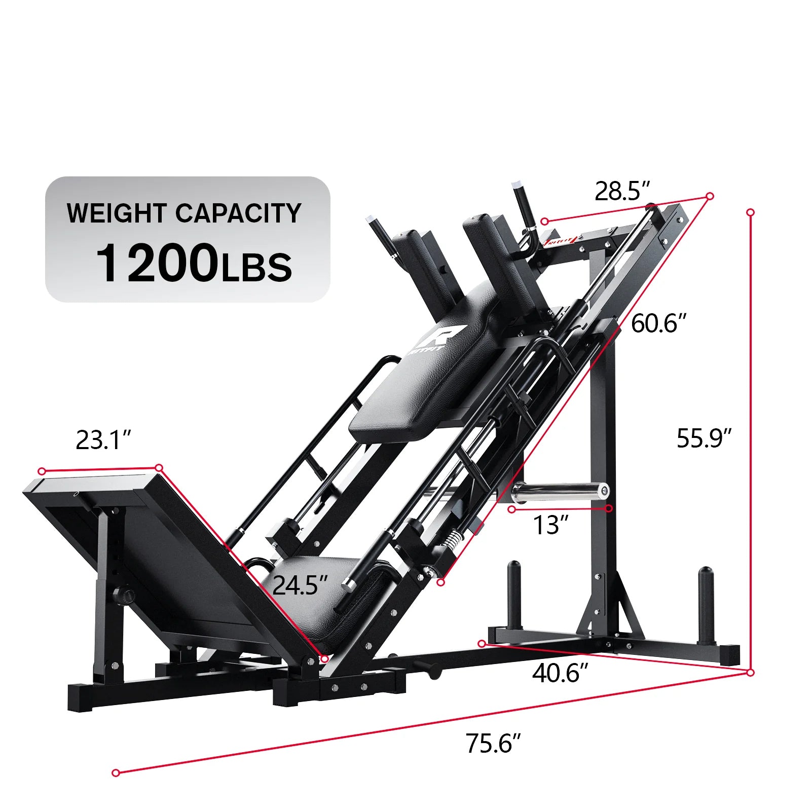 RitFit BLP01 45 Degree 3-In-1 Leg Press Hack Squat and Calf Raise Machine