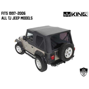 Premium Replacement Soft Top w/ Tinted Windows - Black Diamond For 1997-2006 Jeep Wrangler TJ