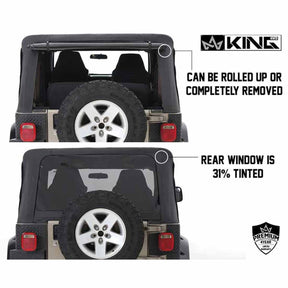 Premium Replacement Soft Top w/ Tinted Windows - Black Diamond For 1997-2006 Jeep Wrangler TJ