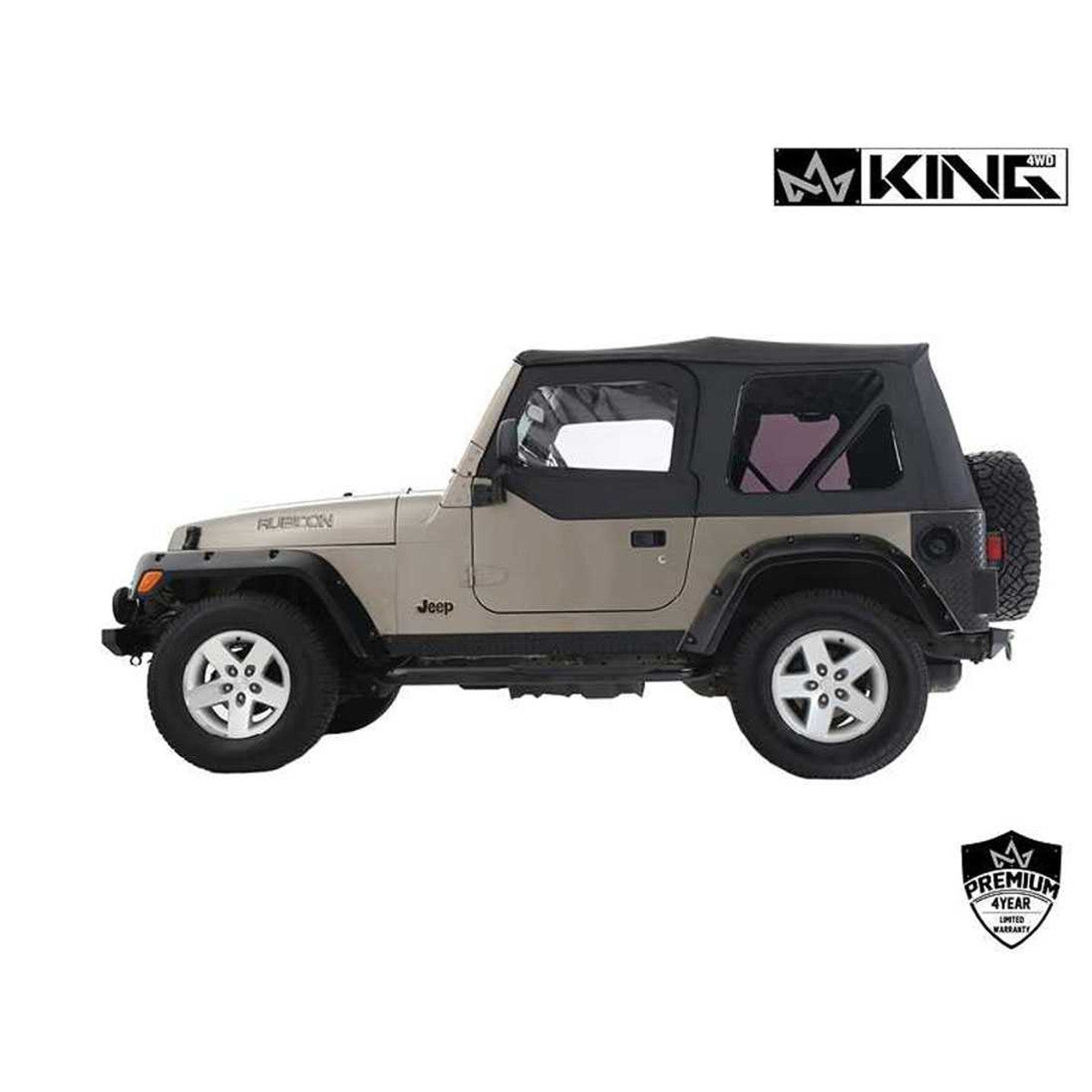 Premium Replacement Soft Top w/ Tinted Windows - Black Diamond For 1997-2006 Jeep Wrangler TJ