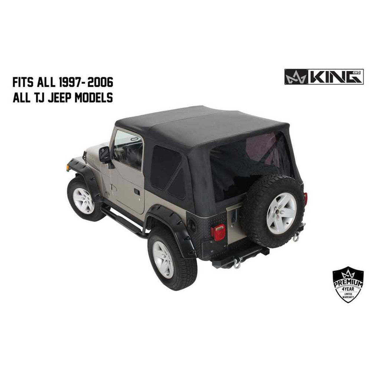 Premium Replacement Soft Top - Black Diamond For 1997-2006 Jeep Wrangler TJ
