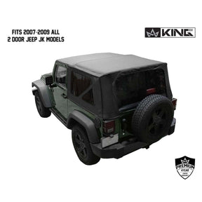 Premium Replacement Soft Top w/ Tinted Windows - Black Diamond For 2007-2009 Jeep Wrangler JK