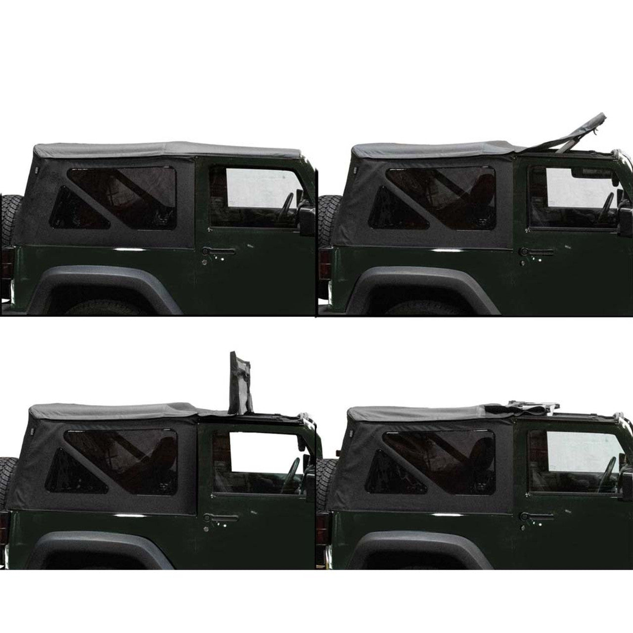 Premium Replacement Soft Top w/ Tinted Windows - Black Diamond For 2007-2009 Jeep Wrangler JK