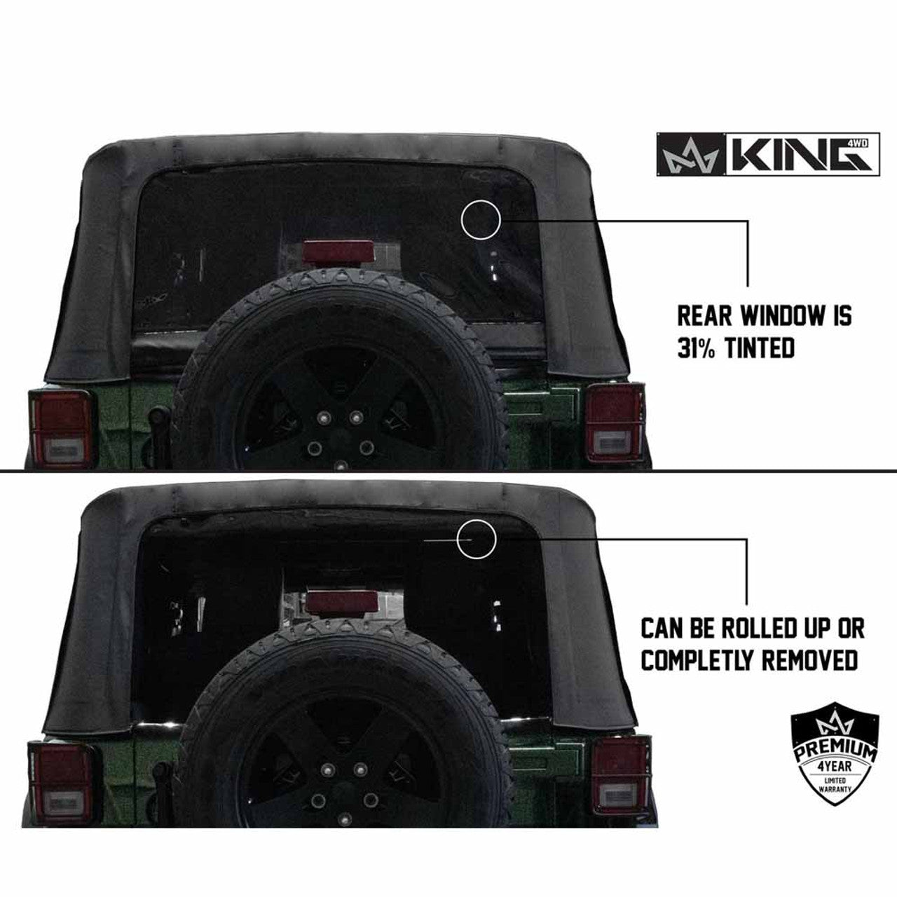 Premium Replacement Soft Top w/ Tinted Windows - Black Diamond For 2007-2009 Jeep Wrangler JK
