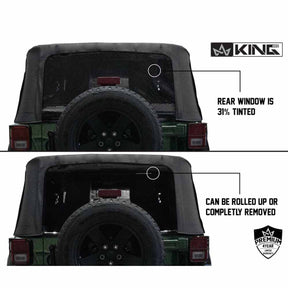 Premium Replacement Soft Top w/ Tinted Windows - Black Diamond For 2007-2009 Jeep Wrangler JK