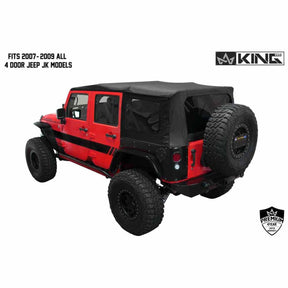 Premium Replacement Black Soft Top With Tinted Windows For 2007-2009 Jeep Wrangler JK 4 Door