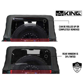Premium Replacement Black Soft Top With Tinted Windows For 2007-2009 Jeep Wrangler JK 4 Door