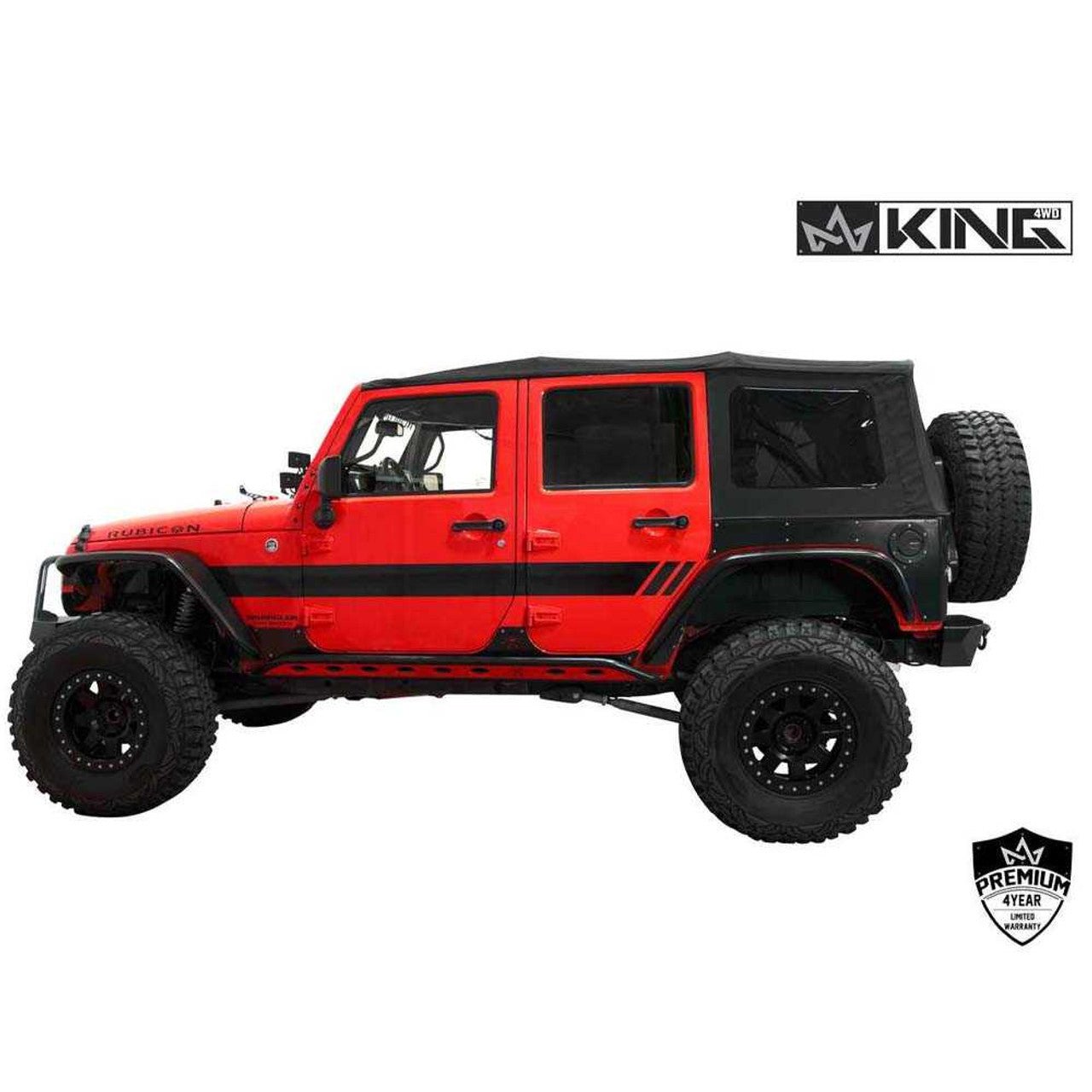 Premium Replacement Black Soft Top With Tinted Windows For 2007-2009 Jeep Wrangler JK 4 Door