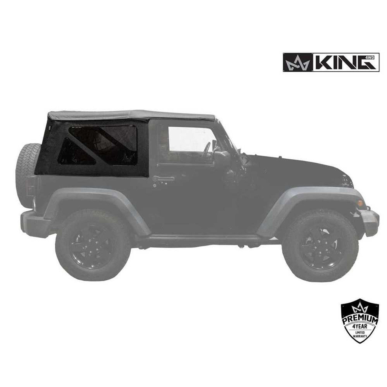 Premium Replacement Soft Top w/ Tinted Windows - Black Diamond For 2010-2018 Jeep Wrangler JK