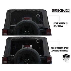 Premium Replacement Soft Top w/ Tinted Windows - Black Diamond For 2010-2018 Jeep Wrangler JK