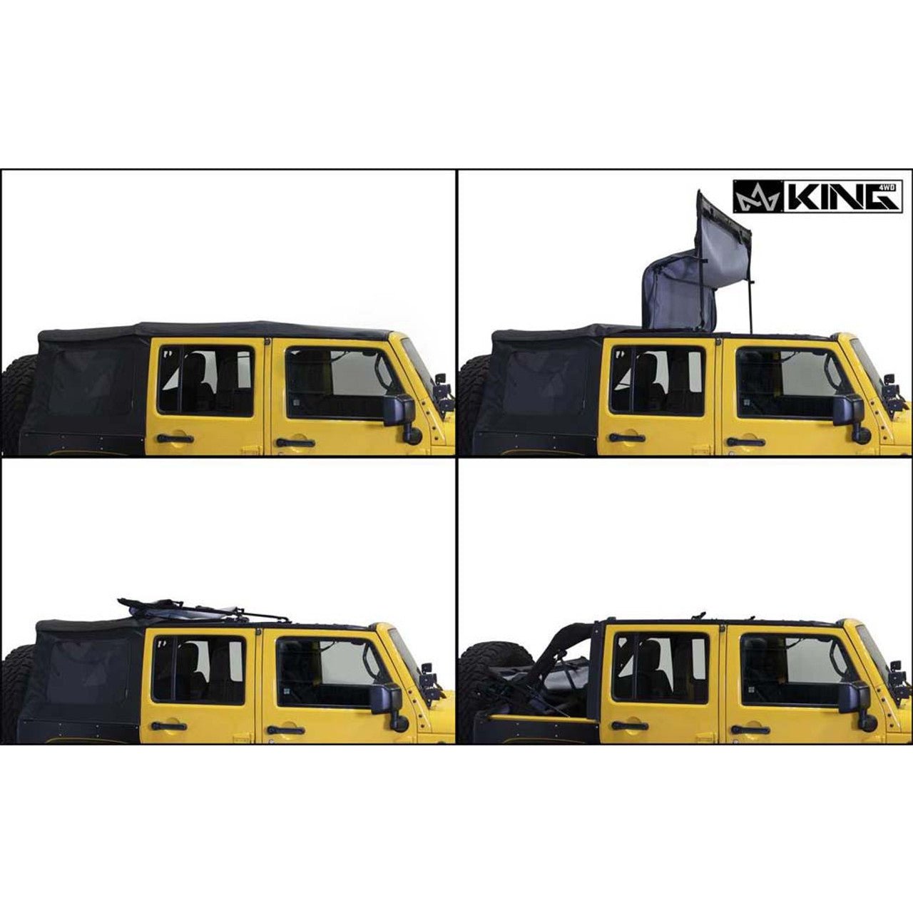 Premium Replacement Black Soft Top with Tinted Windows for 2010-2018 Jeep Wrangler JK 4 Door