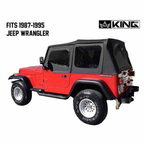 Premium Replacement Soft Top Black Diamond With Tinted Windows For 1987-1995 Jeep Wrangler YJ