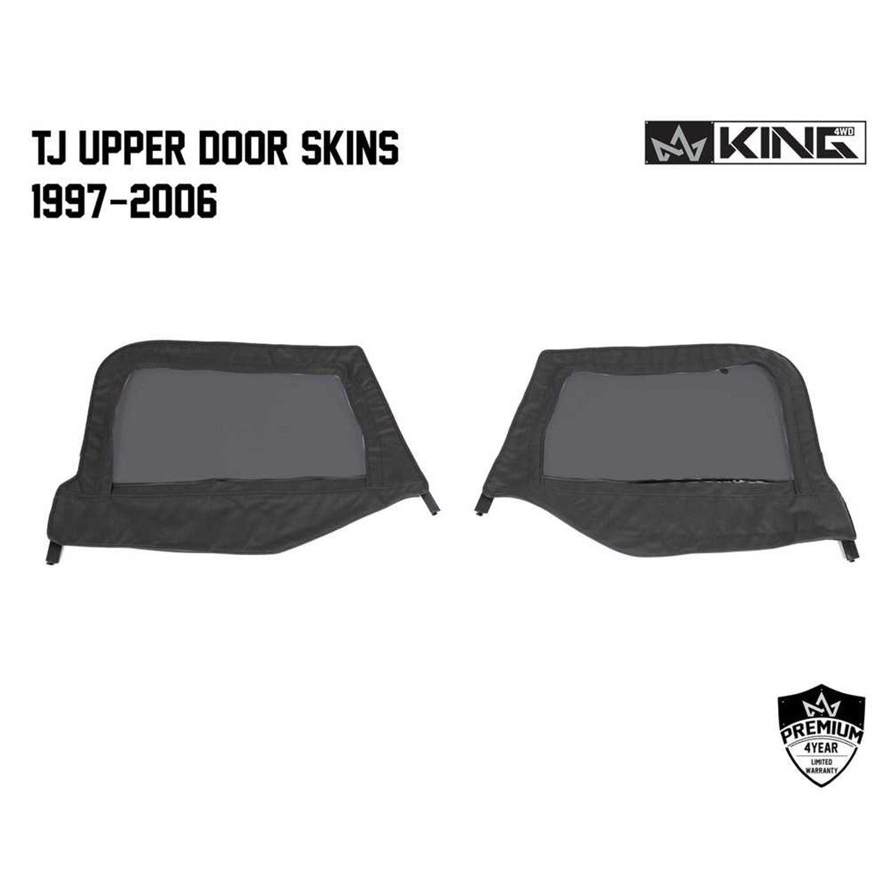 Premium Replacement Upper Door Skins - Black Diamond For 1997-2006 Jeep Wrangler TJ