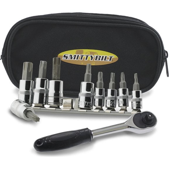 Smittybilt 9-Piece Torx Tool Kit T15–T50 – Compact Off-Road Tool Set