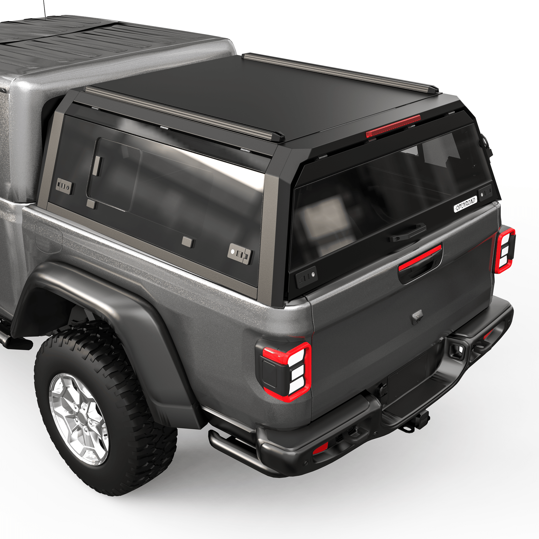 OPENROAD Bolt On Bed Cap with Sliding Side and Front Windows for 2019+ Jeep Gladiator JT