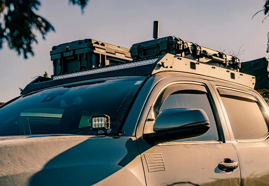 Low Profile Bolt On Premium Roof Rack With Light Guard For 2005-2023 Toyota Tacoma