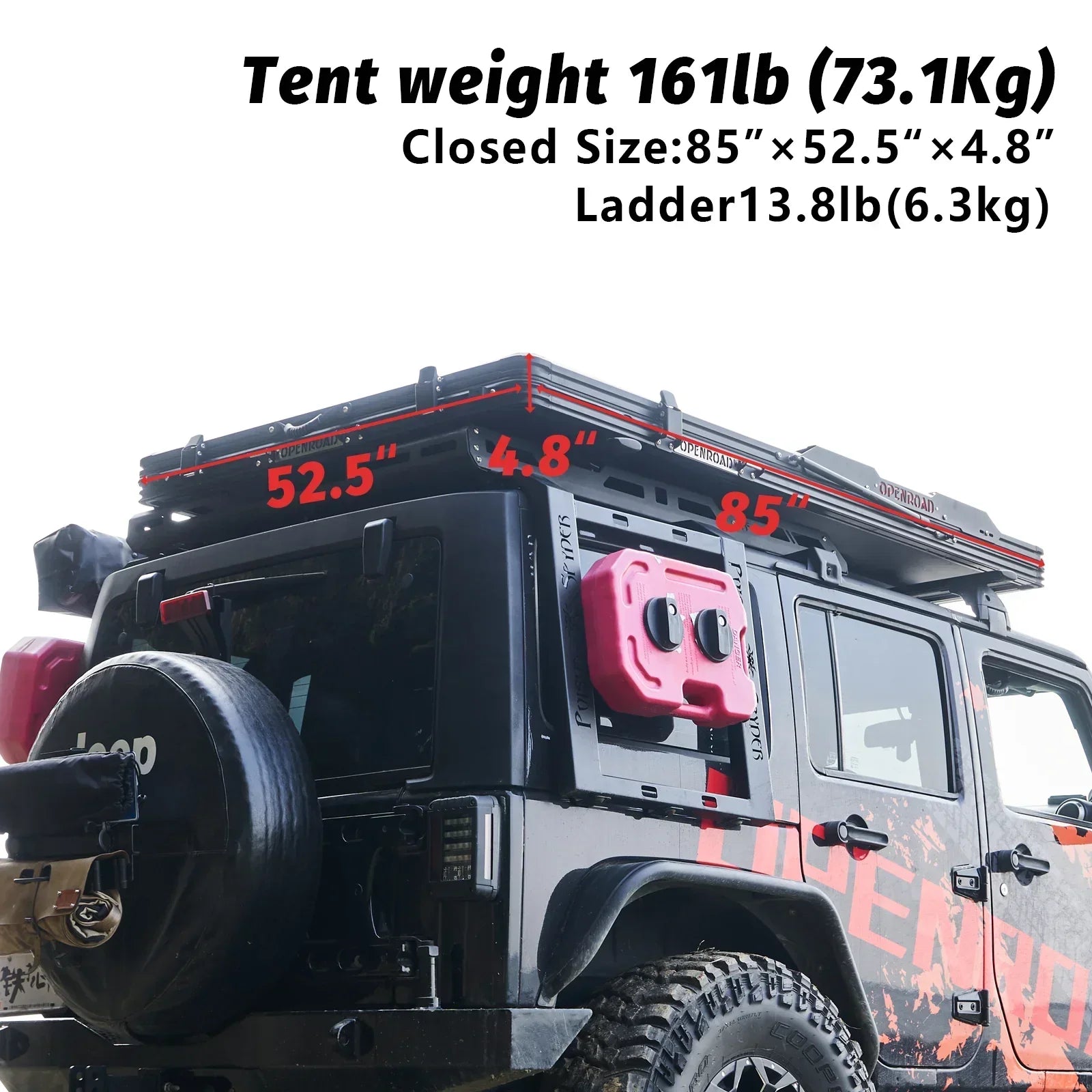 Openroad Aluminum Hard Shell V2 Rooftop Tent with LED Lights - 4 Season