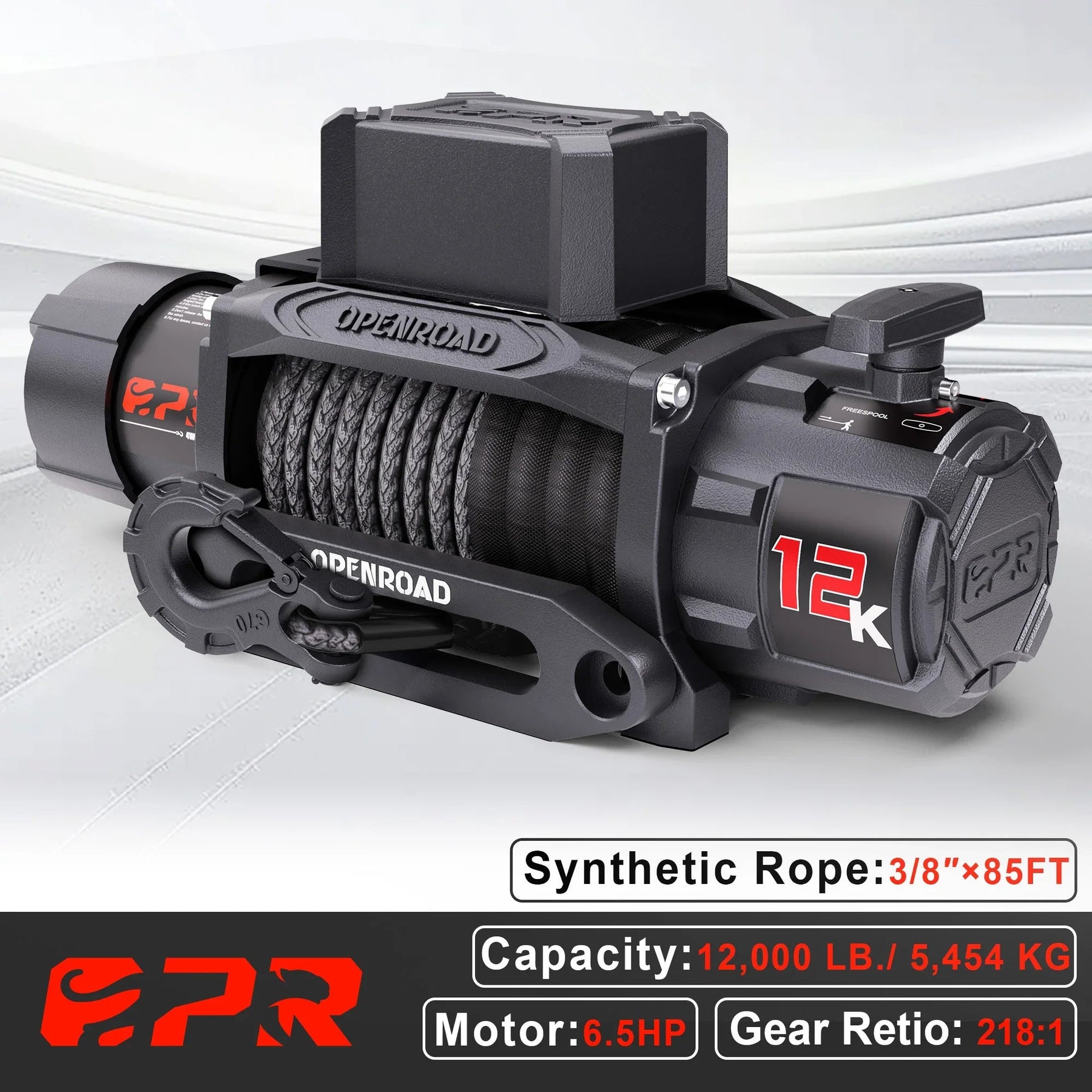 OPENROAD 12,000lbs Wireless Electric Winch with Synthetic Rope - IP68 Rated