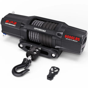 OPENROAD 6,000lbs 12V UTV SxS Wireless Electric Winch with Synthetic Rope - IP68 Rated