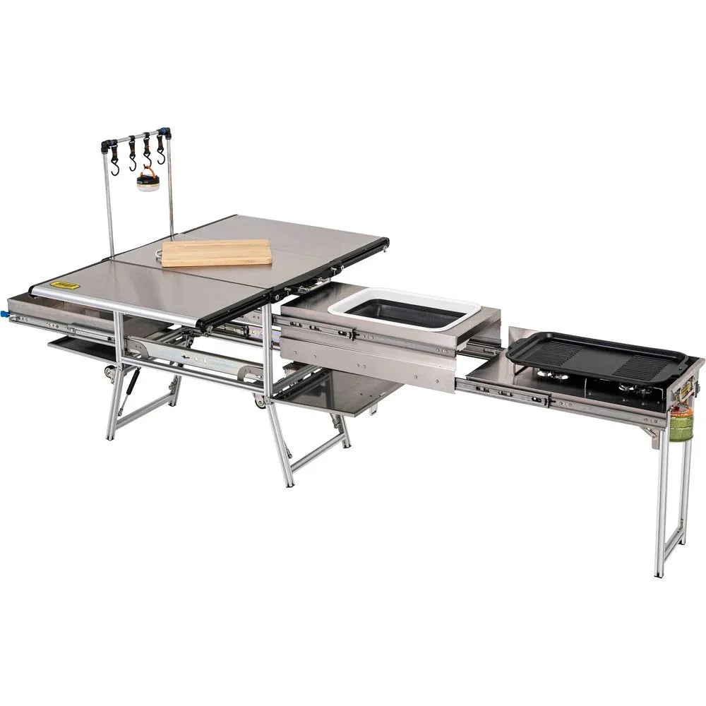 Smittybilt All-in-One Outdoor Kitchen Station - Fold-Up Stainless Steel Camp Kitchen
