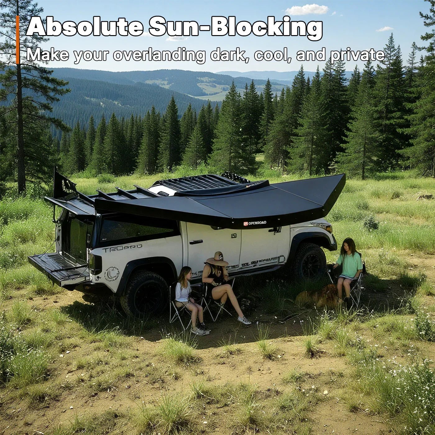 Openroad 180 Degree Free Standing Overland Awning With LEDs & Mounting Hardware
