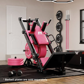 RitFit BLP01 45 Degree 3-In-1 Leg Press Hack Squat and Calf Raise Machine - Pink