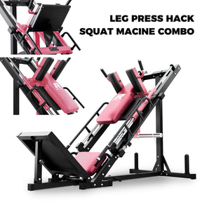 RitFit BLP01 45 Degree 3-In-1 Leg Press Hack Squat and Calf Raise Machine - Pink