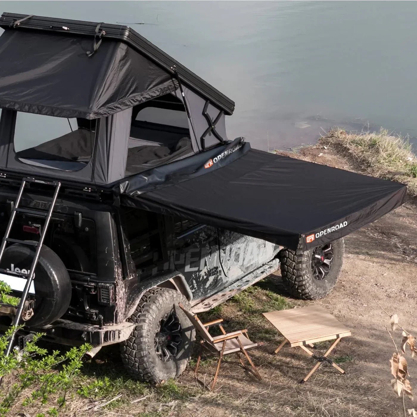 Openroad 90 Degree Quick Shade Overland Awning With LEDs & Mounting Hardware