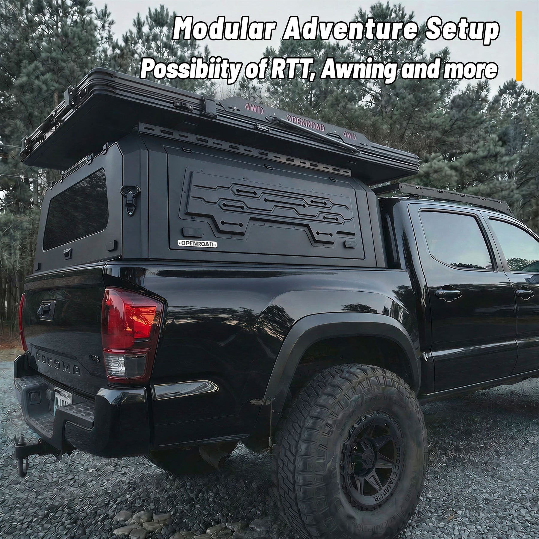 Openroad Aluminum Light Weight Modular Truck Cap for 2016-2023 Toyota Tacoma 5ft Bed