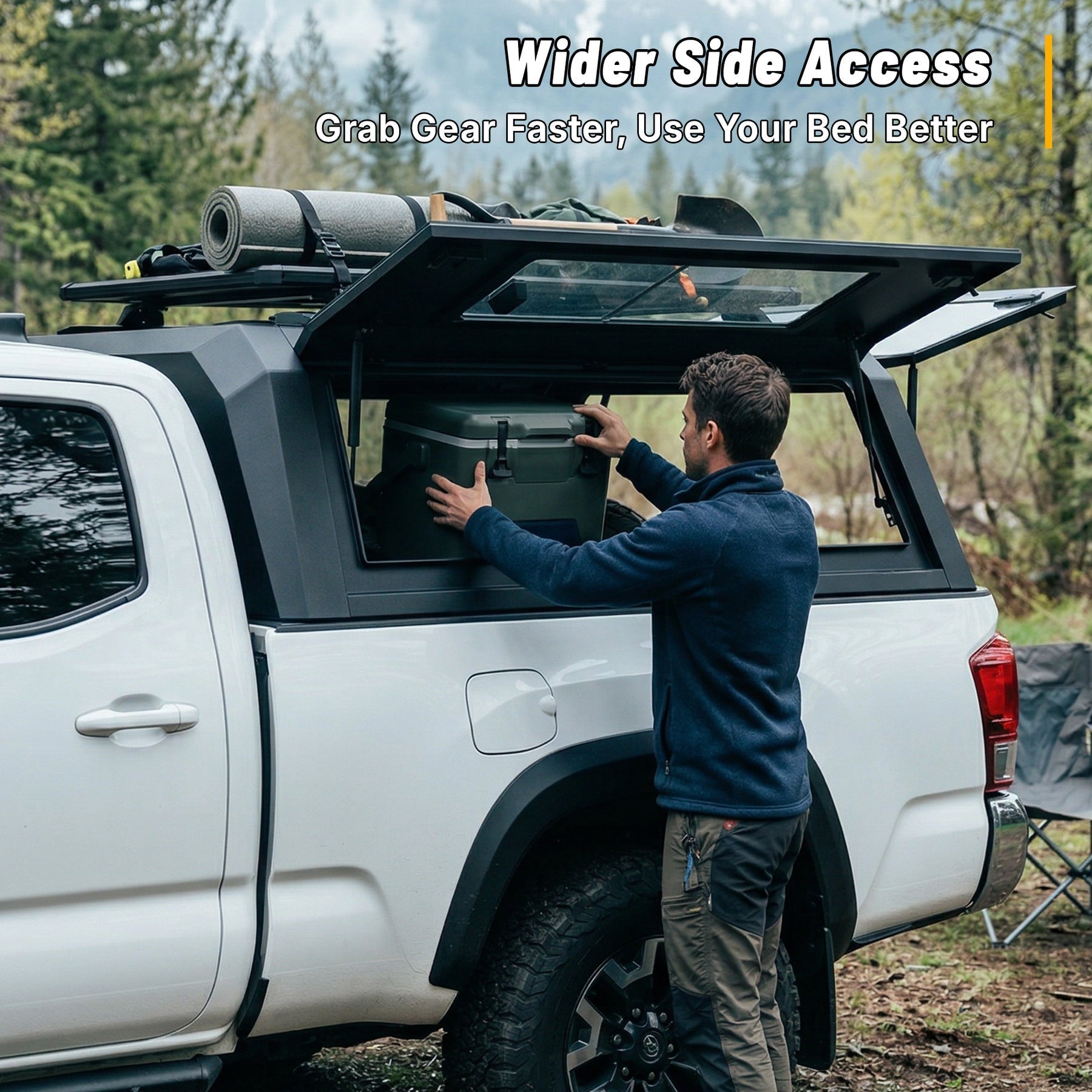 OPENROAD Bolt On Bed Cap with Sliding Side and Front Windows for 2019+ Jeep Gladiator JT