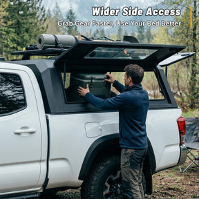 OPENROAD Bolt On Bed Cap with Sliding Side and Front Windows for 2016-2023 Toyota Tacoma