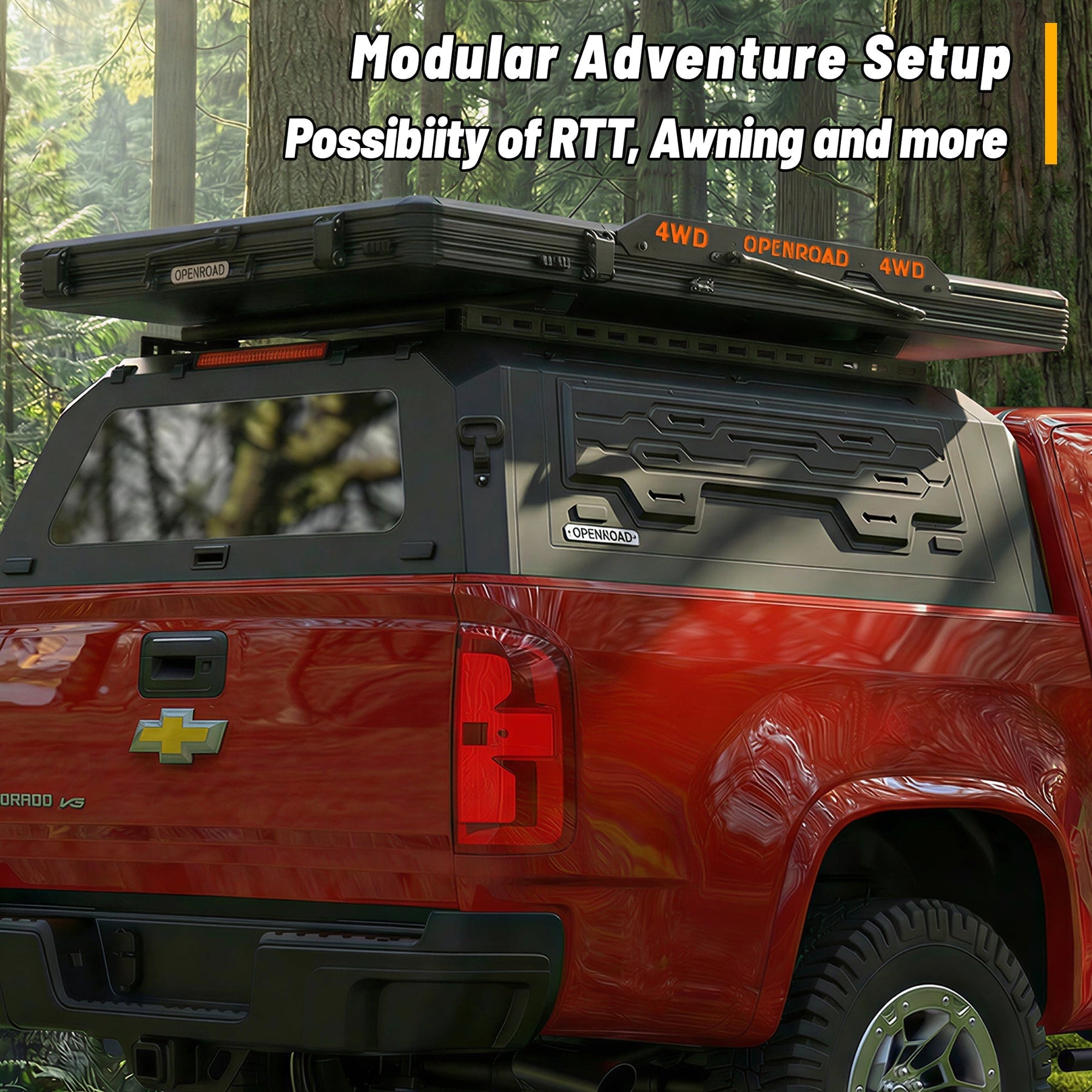 Openroad Aluminum Light Weight Modular Truck Cap for 2015-2022 GM Colorado & Canyon 5ft Bed