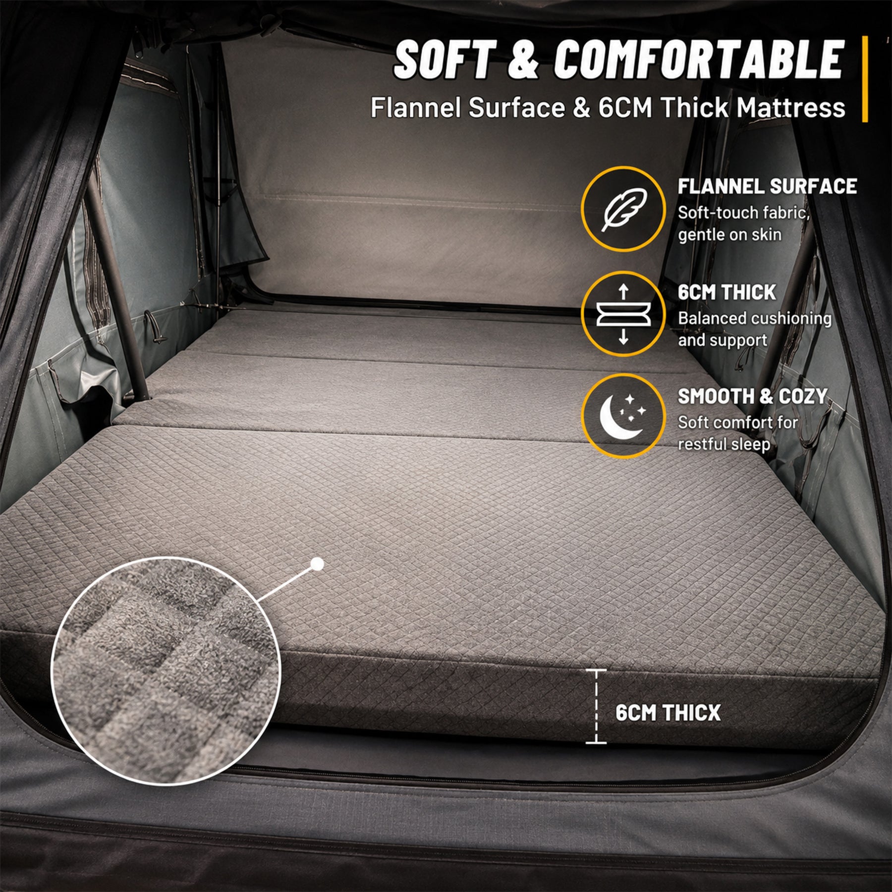OPENROAD FlowRoof Side-Open Hard Shell 3 Person Rooftop Tent