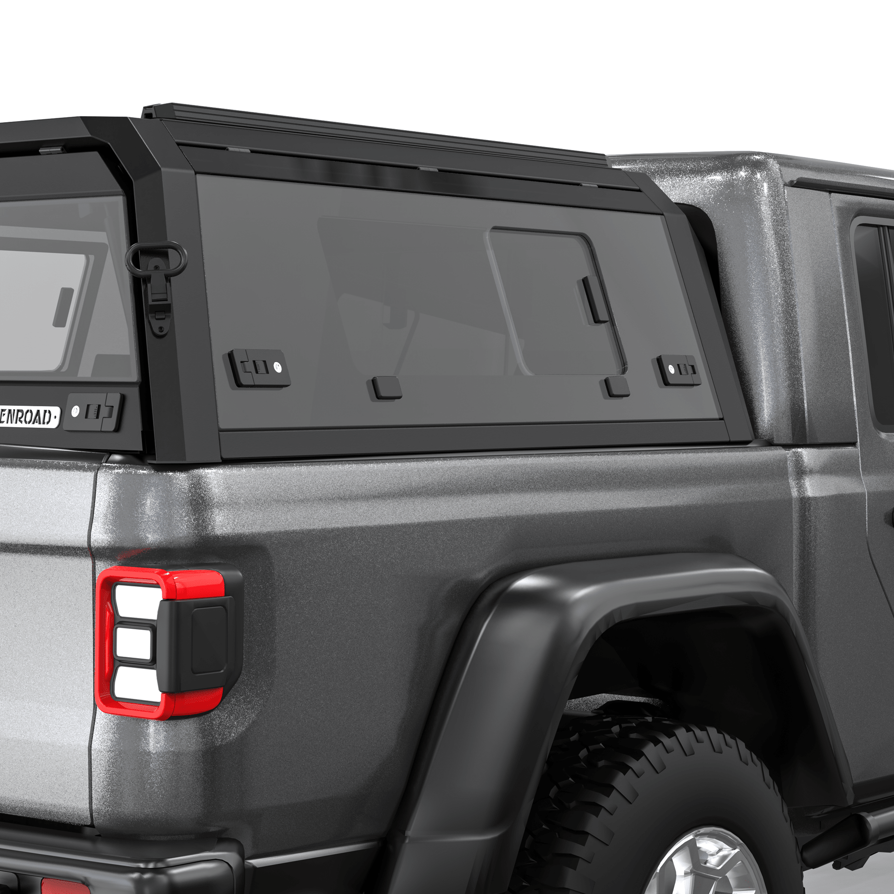OPENROAD Bolt On Bed Cap with Sliding Side and Front Windows for 2019+ Jeep Gladiator JT