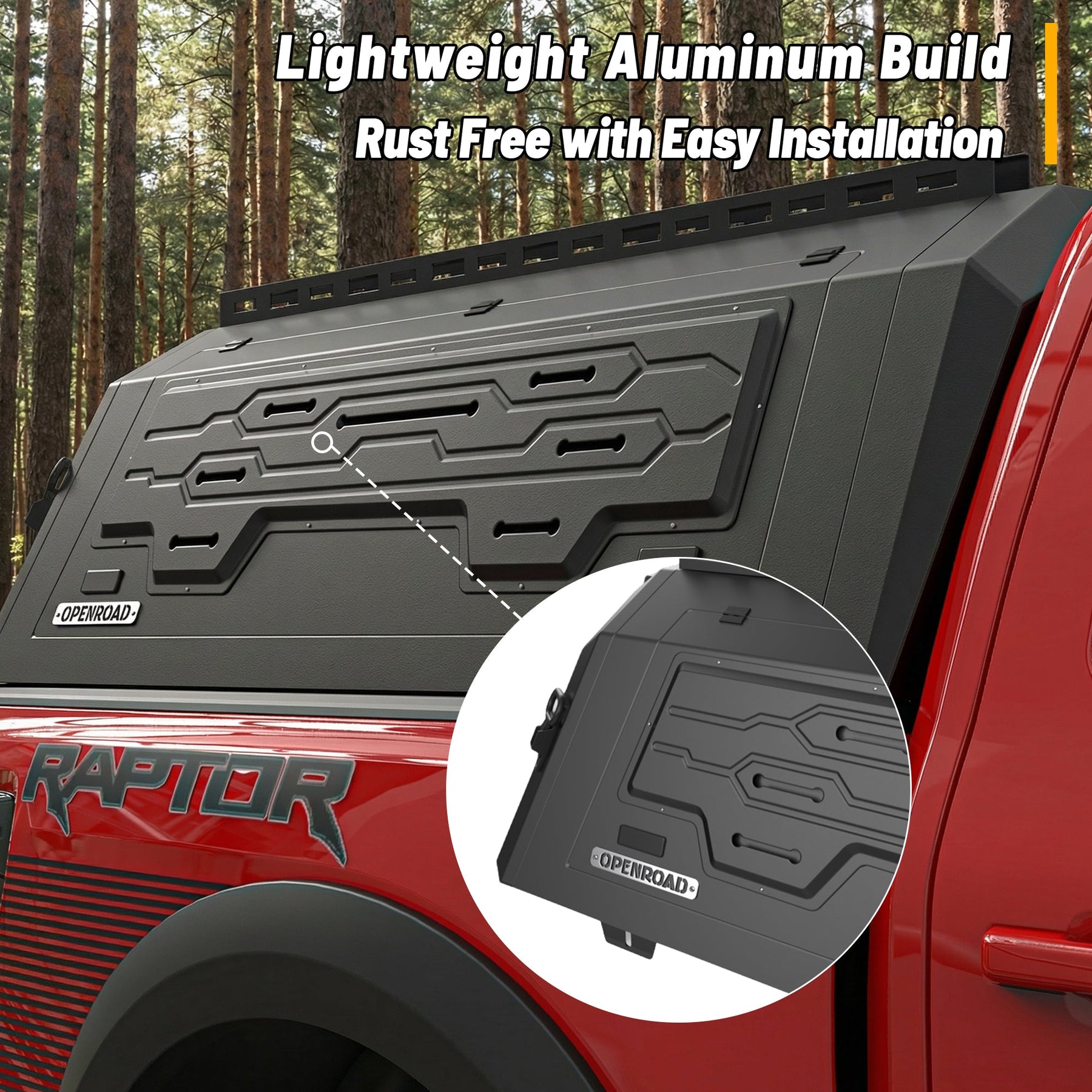 Openroad Aluminum Light Weight Modular Truck Cap for 2021-2026 Ford F-150 5.7ft Bed