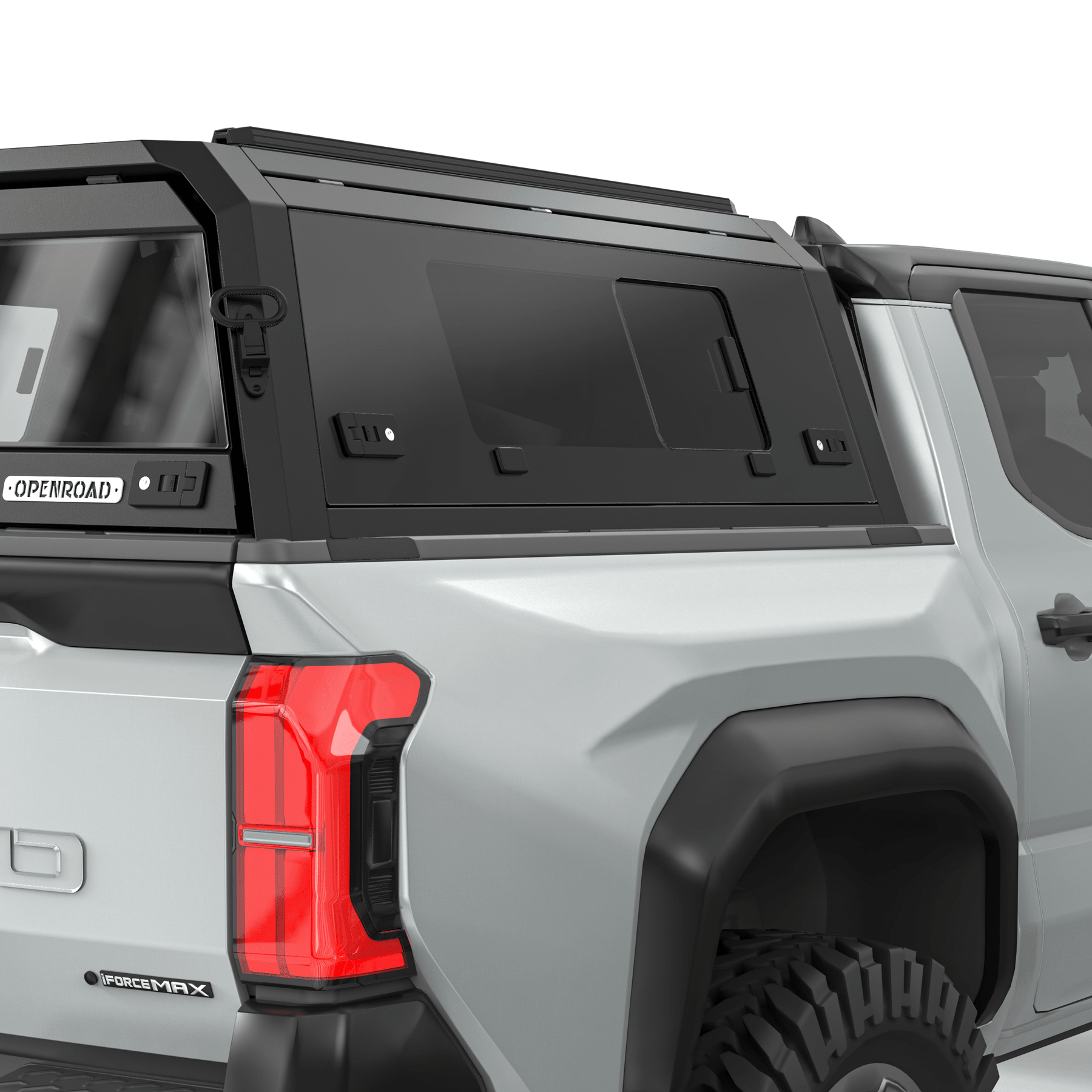 OPENROAD Bolt On Bed Cap with Sliding Side and Front Windows for 2024-2026 Toyota Tacoma