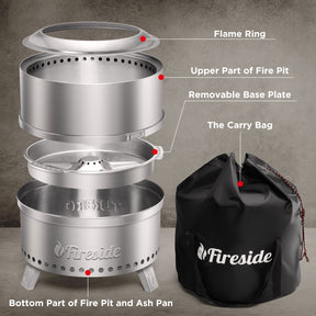 Pluto R19-SS Smokeless Outdoor Fire Pit -  Stainless Steel