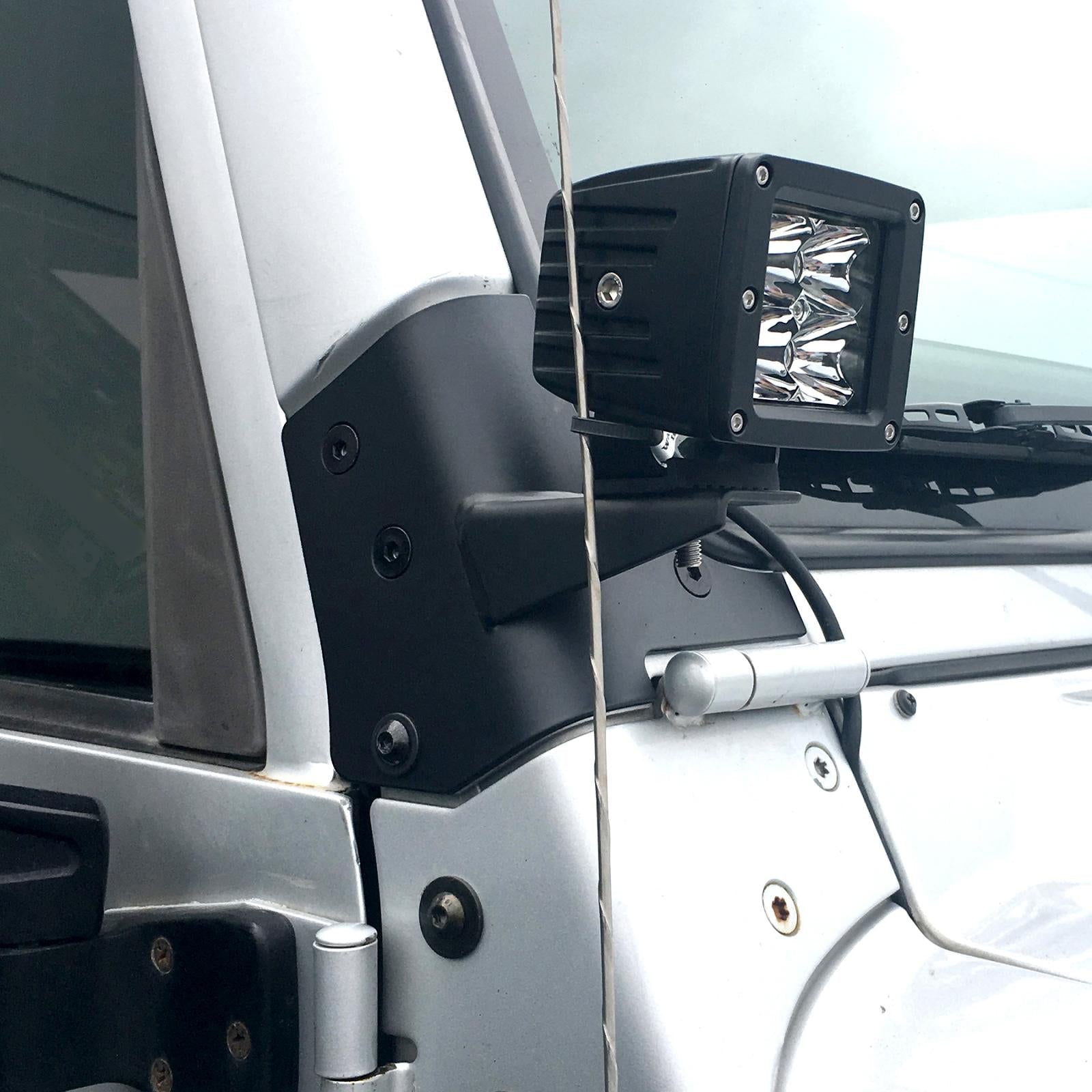 Smittybilt Windshield Hinge Light Brackets For 1997-2006 Jeep Wrangler TJ - Recon Recovery