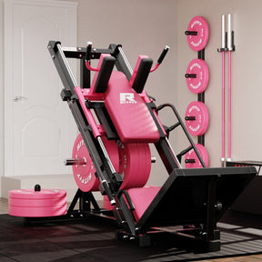 RitFit BLP01 45 Degree 3-In-1 Leg Press Hack Squat and Calf Raise Machine - Pink