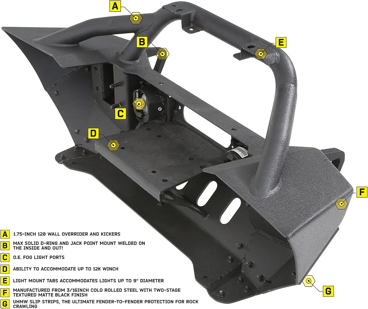 SmittyBilt XRC Gen2 Front Bumper for 2007-2018 Jeep Wrangler JK - Recon Recovery