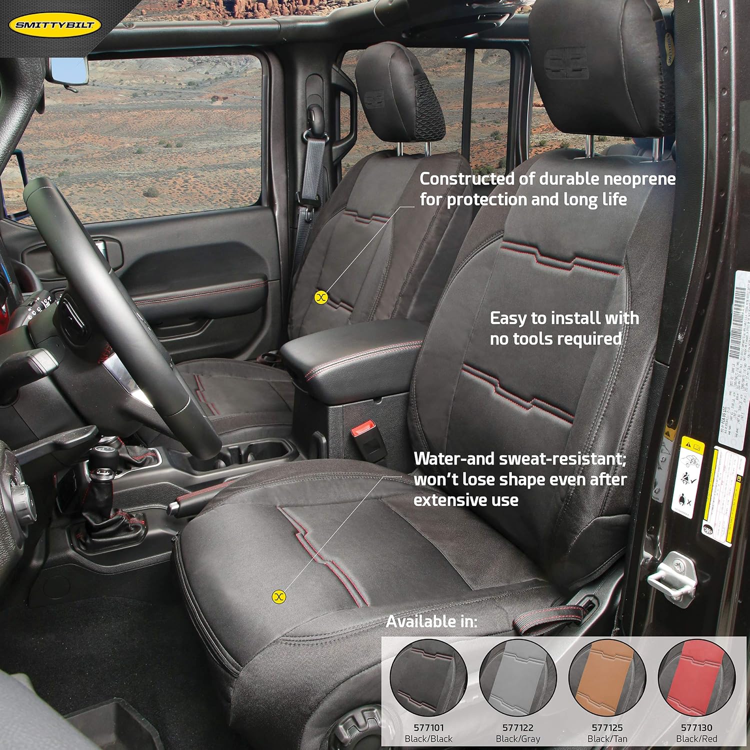Smittybilt GEN2 Neoprene Seat Cover Set Front & Rear For 2018-2025 Jeep Wrangler JL - Recon Recovery