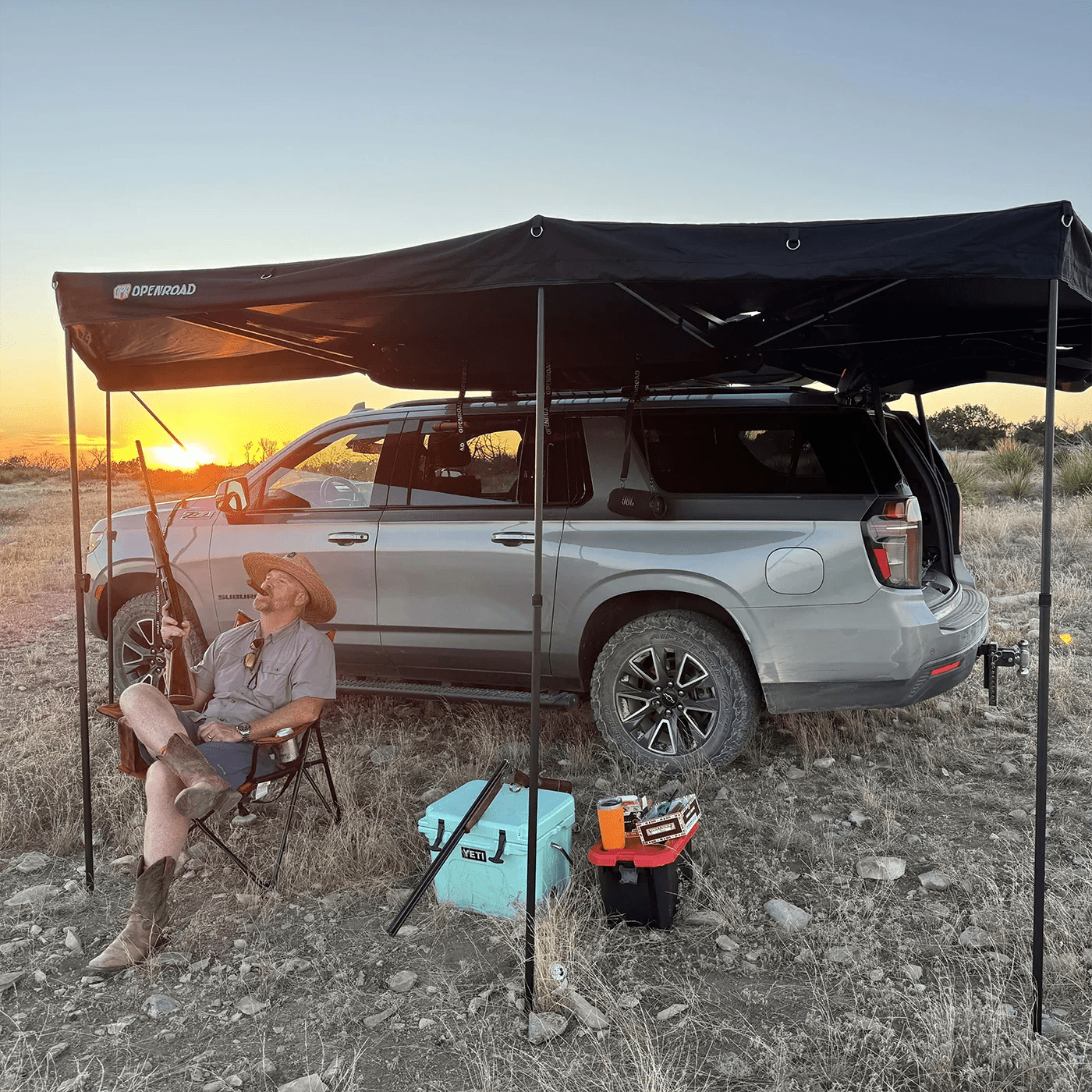 Openroad Plus Size 270 Degree Free Standing Overland Awning With LEDs & Mounting Hardware