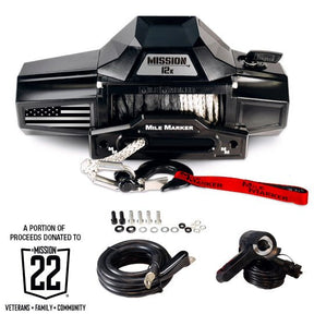 Mile Marker Mission Flag Series Winch – 12,000 lb Synthetic Rope | Built Tough, Built Proud