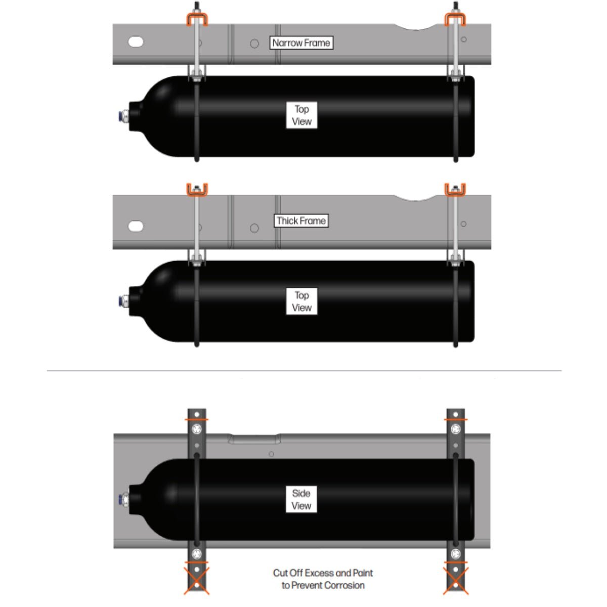 LOGIQ ReadyAir Frame Mounted Air Boost Tank + Mounting Hardware - Recon Recovery