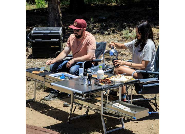Smittybilt All-in-One Outdoor Kitchen Station - Fold-Up Stainless Steel Camp Kitchen