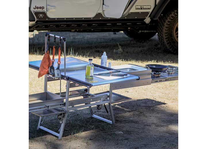 Smittybilt All-in-One Outdoor Kitchen Station - Fold-Up Stainless Steel Camp Kitchen
